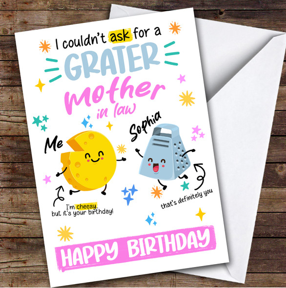Funny Cheesy Birthday Card Personalised Mother-In-Law