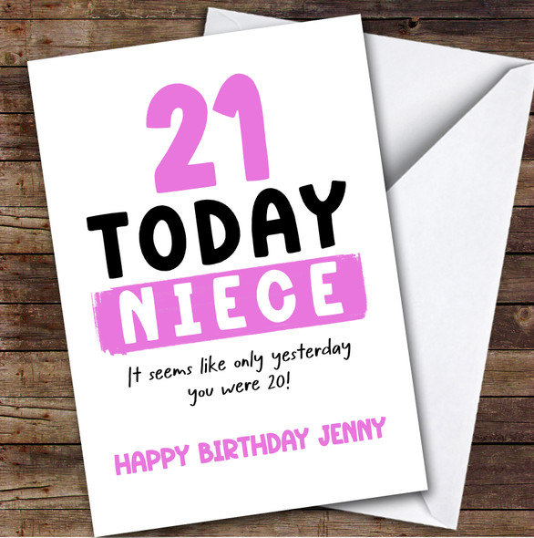 21st Birthday Card Personalised Niece