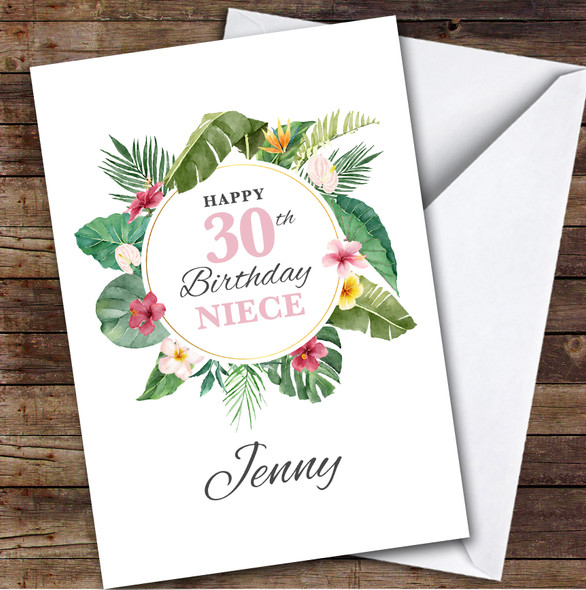 Niece 30th Birthday Card Personalised Tropical Floral