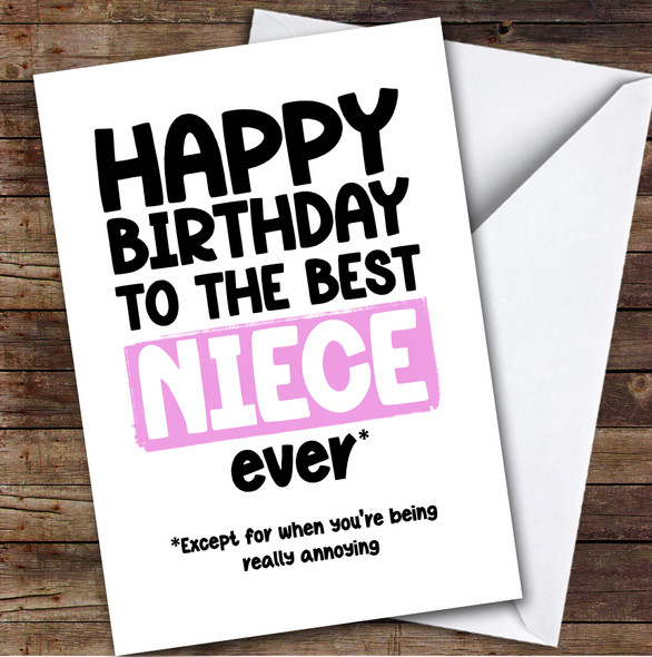 Funny Happy Birthday Card Personalised The Best Niece Ever