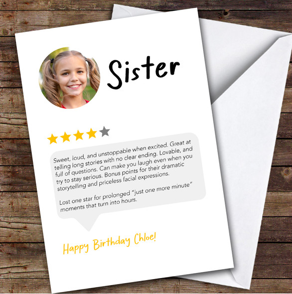 Birthday Card Personalised Sister Photo Funny Any Review