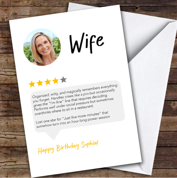 Birthday Card Personalised Wife Funny Any Review Photo
