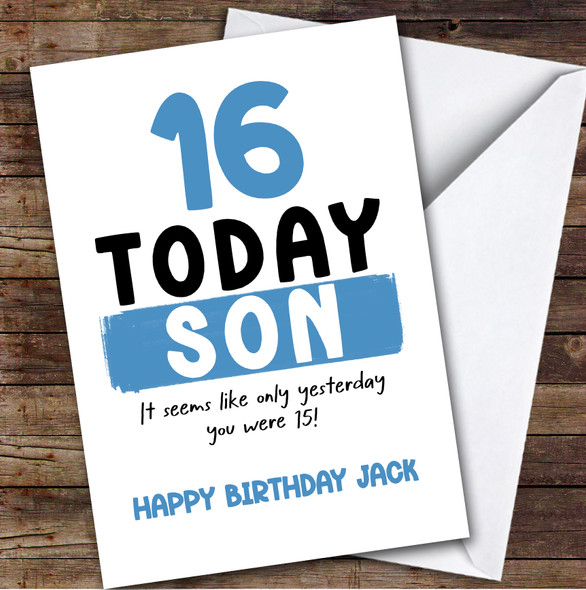 16th Birthday Card Personalised Son