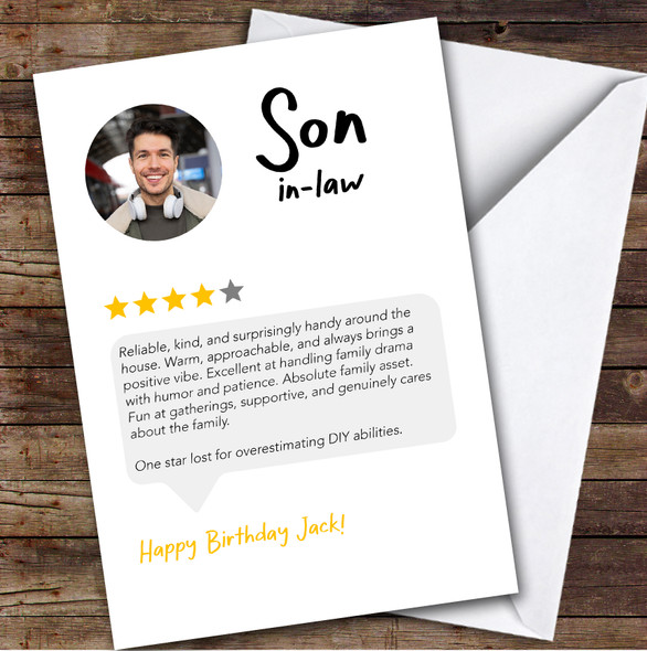 Birthday Card Personalised Son-In-Law Funny Any Review Photo