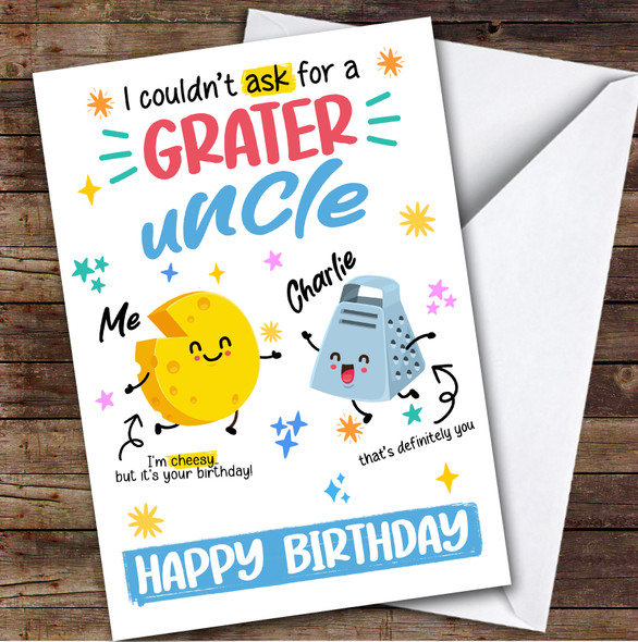 Funny Cheesy Birthday Card Personalised Uncle