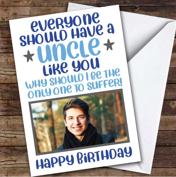 Birthday Card Personalised Uncle Photo Everyone Have A Uncle Like You Funny Blue