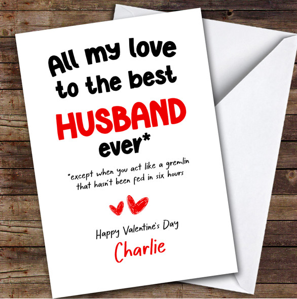The Best Husband Ever Valentine's Day Card Personalised