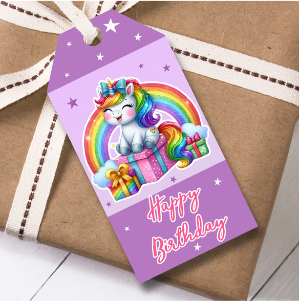 Birthday 12 Large Gift Tags Rainbow Unicorn Girls Kids Birthday