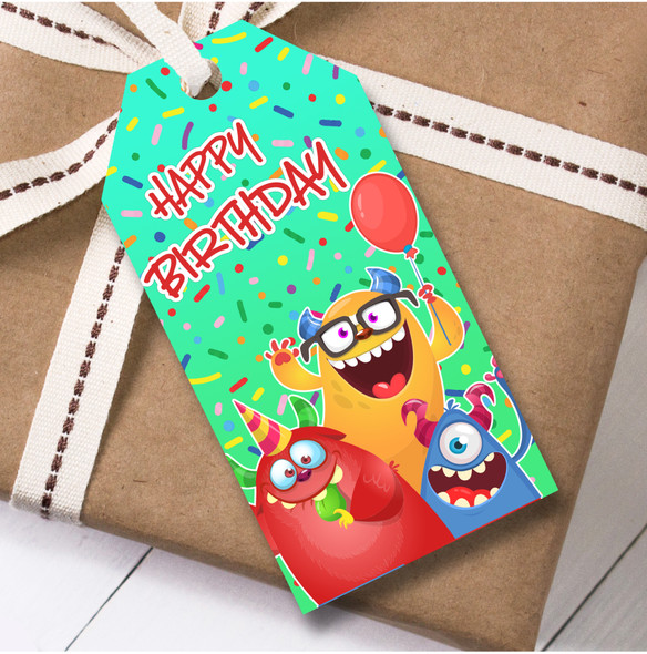 Birthday 12 Large Gift Tags Aliens Kids Birthday
