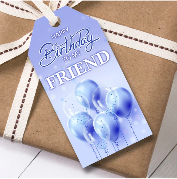Birthday 12 Large Gift Tags For Friend Blue Balloons Birthday
