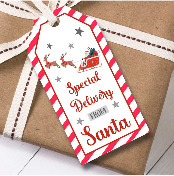 Christmas 12 Large Gift Tags Kid Santa Special Delivery Sleigh Christmas