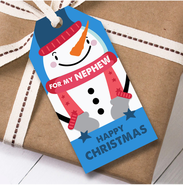 Christmas 12 Large Gift Tags For Nephew Snowman Kids Christmas