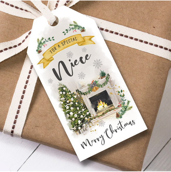 Christmas 12 Large Gift Tags For Niece Christmas Tree Fireplace