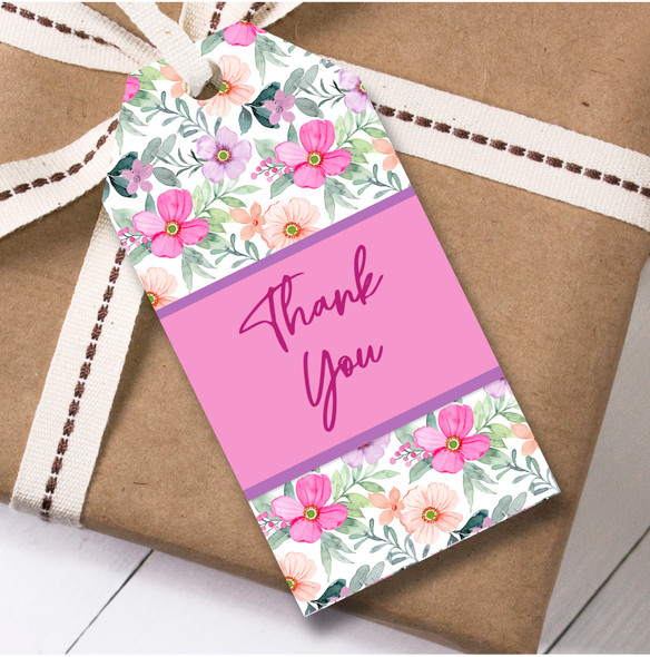 Thank You 12 Large Gift Tags Pink Purple Flowers Thank You Female