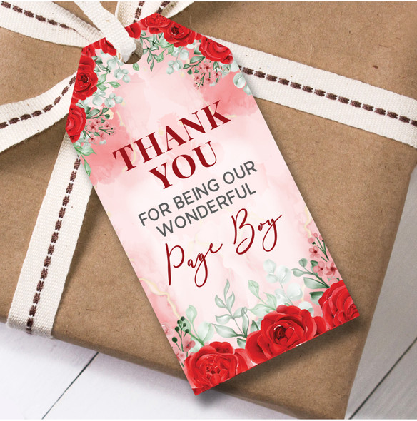 Thank You Wedding Day 12 Gift Tags Page Boy Thank You Red Wedding Favour