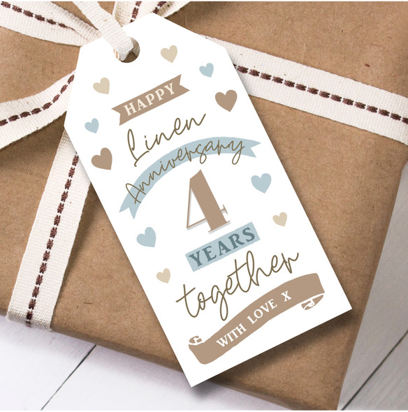 Anniversary 12 Gift Tags 4 Years Linen 4th Wedding Anniversary Together