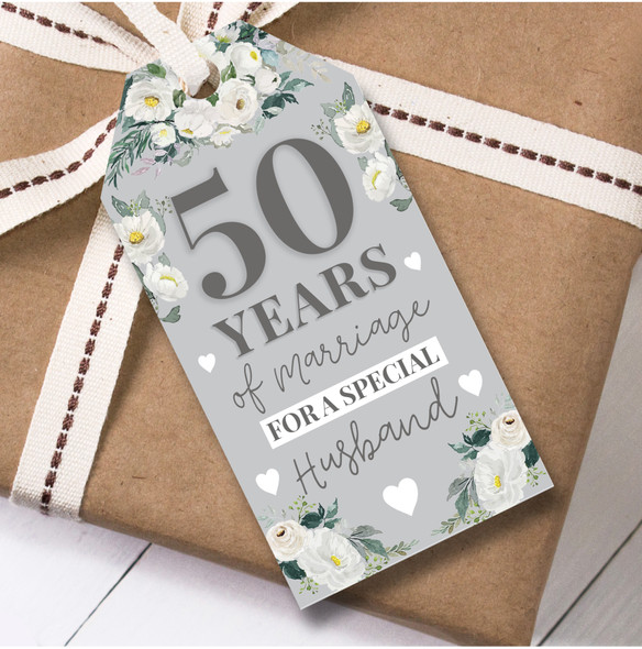 Wedding Anniversary 12 Gift Tags 50th Wedding Anniversary Husband Flowers