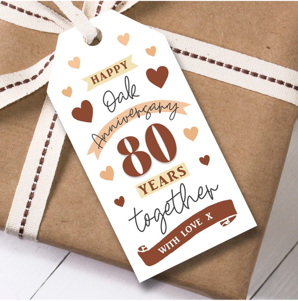 Anniversary 12 Gift Tags 80 Years Oak 80th Wedding Anniversary Together