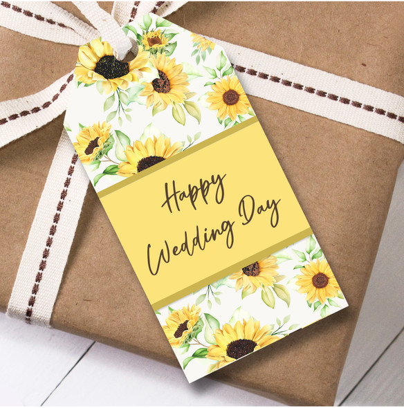 Wedding Day 12 Large Gift Tags Sun Flowers Happy Wedding Day