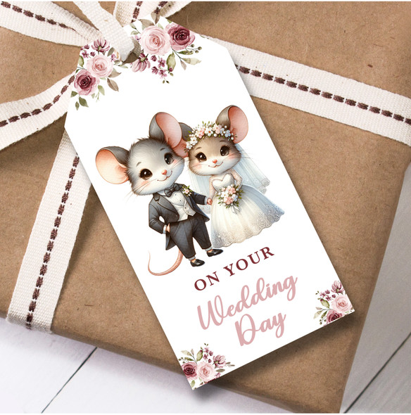 Wedding Day 12 Large Gift Tags Watercolour Floral Mouse Bride Groom Wedding