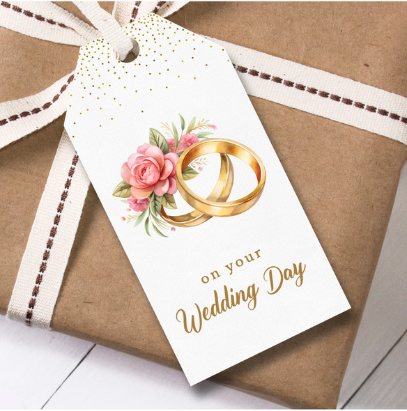 Wedding Day 12 Large Gift Tags Floral Watercolour Rings Wedding