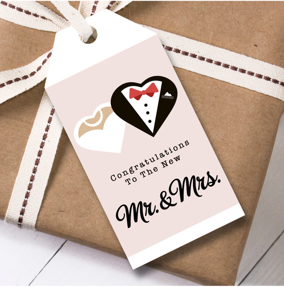 Wedding Day 12 Large Gift Tags Hearts Bride & Groom Wedding