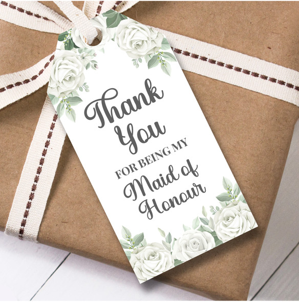 Wedding Day 12 Large Gift Tags Maid of Honour White Flowers Wedding Day