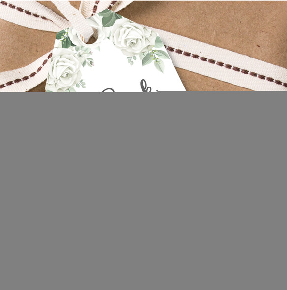 Wedding Day 12 Large Gift Tags Officiant White Flowers Wedding Day