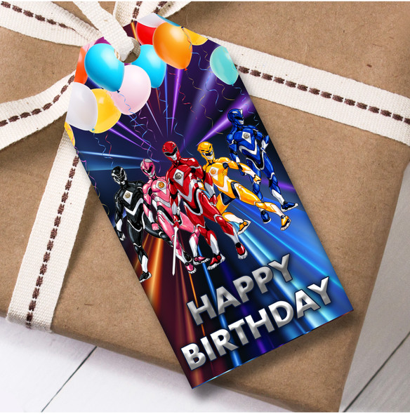 Birthday 12 Large Gift Tags Power Rangers Boys Kids Birthday