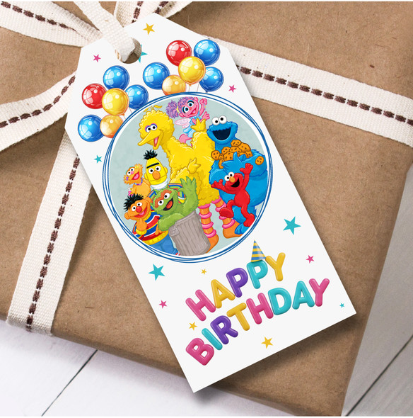Birthday 12 Large Gift Tags Sesame Street Kids Birthday Design