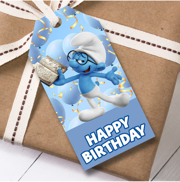 Birthday 12 Large Gift Tags Smurfs Kids Birthday Design 1