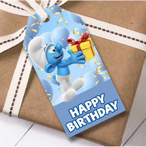 Birthday 12 Large Gift Tags Smurfs Kids Birthday Design 14
