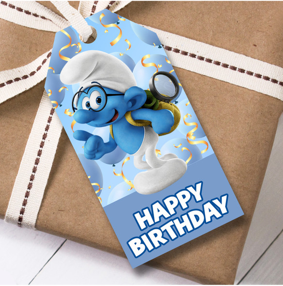 Birthday 12 Large Gift Tags Smurfs Kids Birthday Design 7