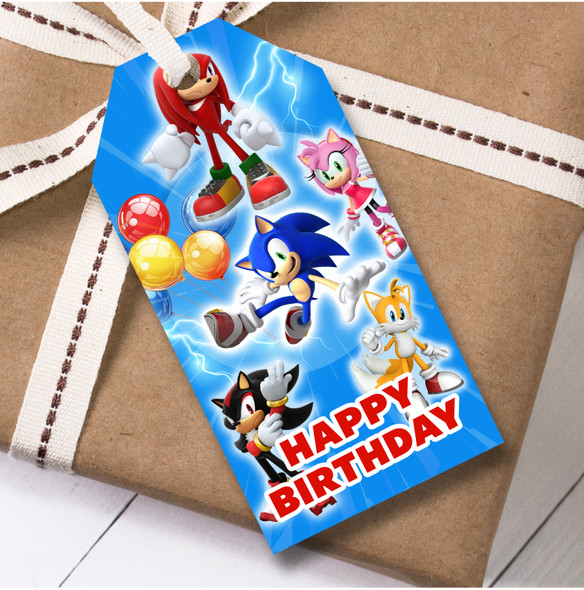 Birthday 12 Large Gift Tags Sonic the Hedgehog Kids Birthday Design 7