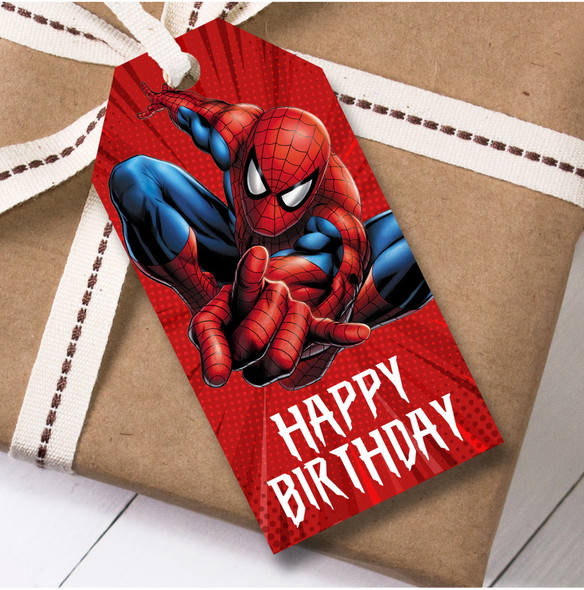 Birthday 12 Large Gift Tags Spiderman Boys Kids Birthday