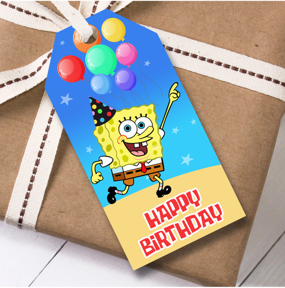 Birthday 12 Large Gift Tags Spongebob Kids Birthday Children's