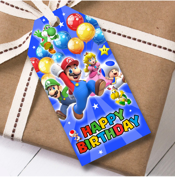 Birthday 12 Large Gift Tags Super Mario Kids Children's Birthday