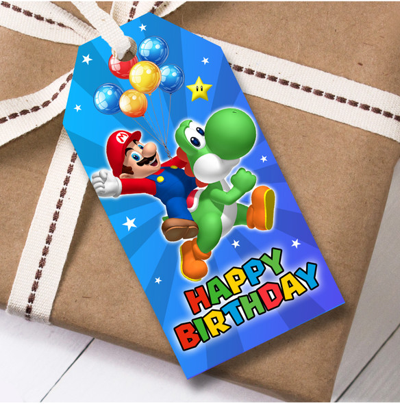 Birthday 12 Large Gift Tags Super Mario Kids Birthday