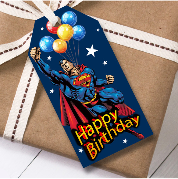 Birthday 12 Large Gift Tags Superman Boys Superhero Kids Birthday