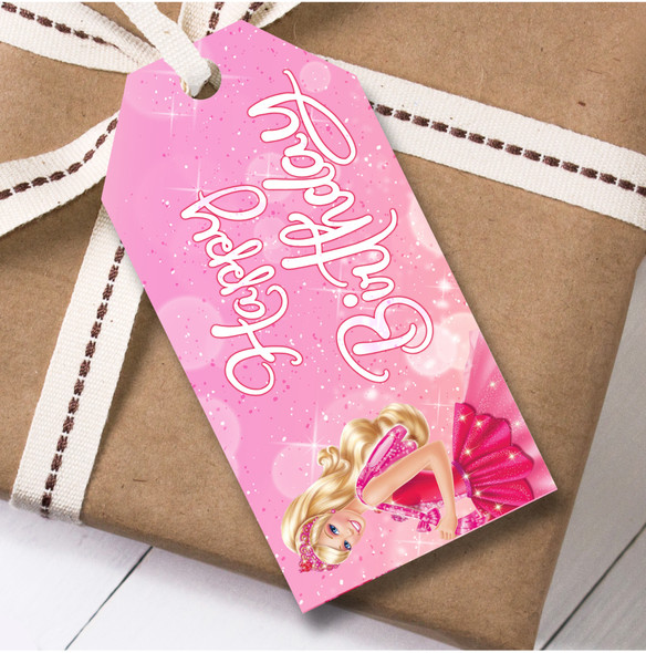 Birthday 12 Large Gift Tags Pink Barbie Kids Girls Birthday