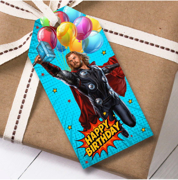 Birthday 12 Large Gift Tags Thor Boys Kids Birthday Superhero
