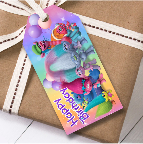 Birthday 12 Large Gift Tags Disney Trolls Kids Birthday Design 1