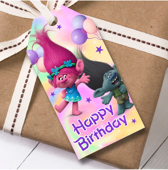 Birthday 12 Large Gift Tags Disney Trolls Kids Birthday Design 2