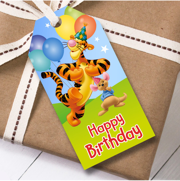 Birthday 12 Large Gift Tags Winnie-the-Pooh Kids Birthday Design 3
