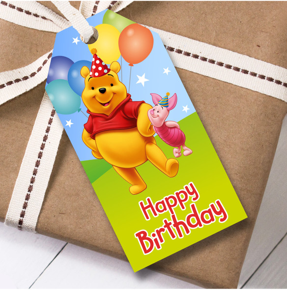 Birthday 12 Large Gift Tags Winnie-the-Pooh Kids Birthday Design 4