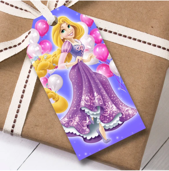 Birthday 12 Large Gift Tags Disney Princes Rapunzel Kids Birthday Girls