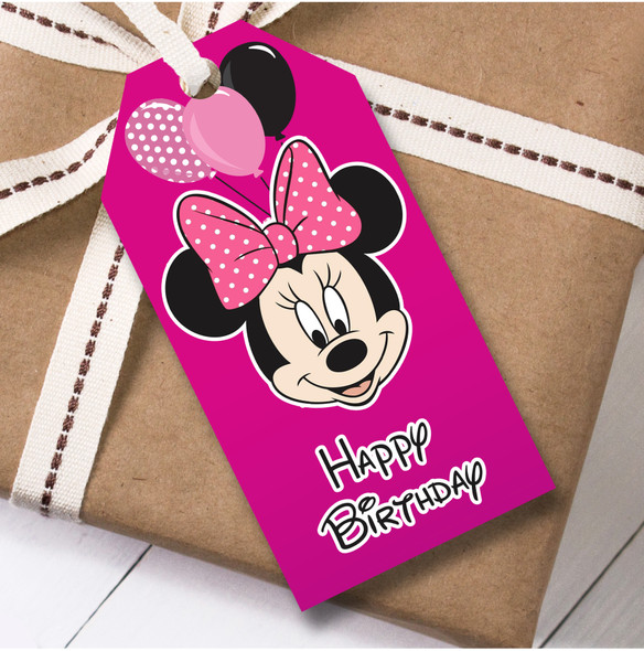 Birthday 12 Large Gift Tags Disney Minnie Mouse Pink Girls Kids Birthday