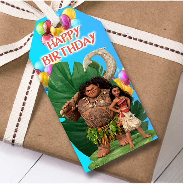 Birthday 12 Large Gift Tags Disney Moana Girls Kids Birthday Design 2
