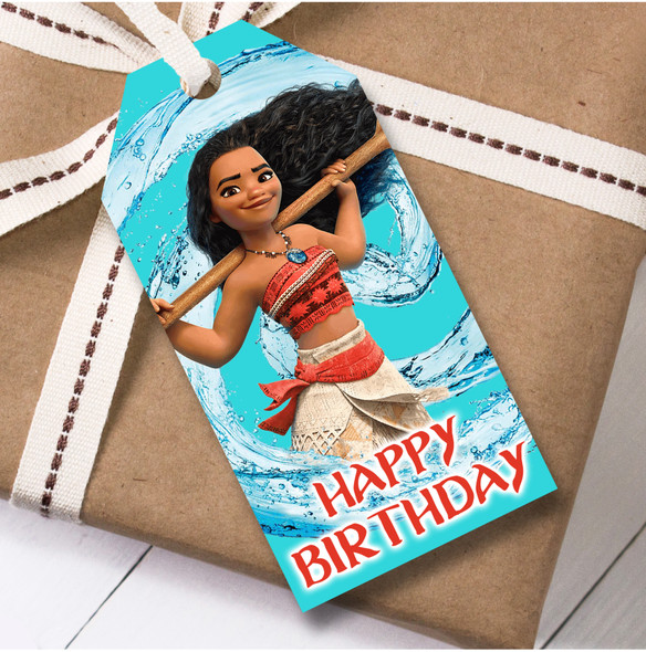 Birthday 12 Large Gift Tags Disney Moana Girls Kids Birthday Design 3