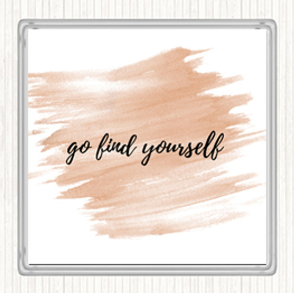 Watercolour Find Yourself Quote Coaster